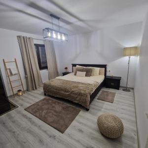a bedroom with a large bed in a room at La Olivia în Pădure in Tihuţa
