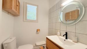 a bathroom with a toilet and a sink and a mirror at Maemora - Studio in Les Trois-Îlets +13 photos