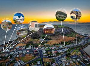 a collage of images of houses on a island at Stanley Hotel in Stanley