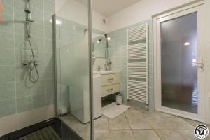 a bathroom with a shower and a sink at Perets petit in Montégut-Lauragais +42 photos