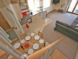 an overhead view of a dining table in a kitchen at Cairndoon Steading Whithorn in Carlton