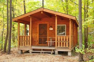 a wooden cabin in the middle of the woods at Tranquil Timbers Cabin 11 in Sturgeon Bay
