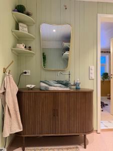 a bathroom with a sink and a mirror at Cabin in Tappeluft in Alta