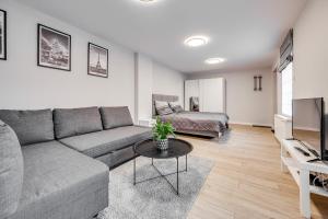 a living room with a couch and a table at Central Platinum Apartments 19 in Rybnik