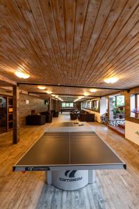 a ping pong table in the middle of a room at Resort EuroPark Fundata in Fundata