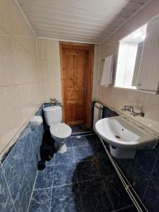 a bathroom with a toilet and a sink at The House in Stoykite +5 photos