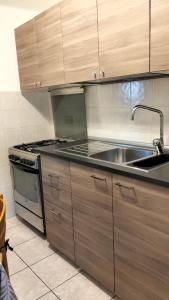 a kitchen with a sink and a stove at La Cloche in Valtournenche