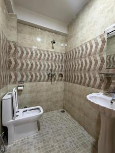 a bathroom with a toilet and a sink at HOTEL FORESTWAY Hostel & Backpackers in Pokhara