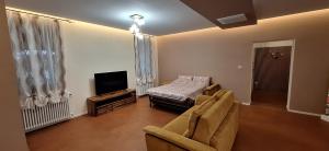 a living room with a couch and a television at Corina's Place Bologna Home in Bologna