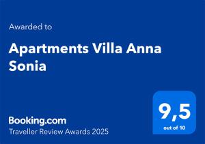a blue rectangle with the words apartments villa amma on it at Apartments Villa Anna Sonia in Podstrana