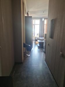 a hallway of a room with a door and a living room at Ia's Home in Tbilisi City