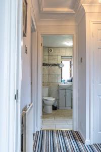 a bathroom with a toilet and a sink at 2 Bedroom Rural Escape In Peaceful Elmswell in Woolpit +24 photos