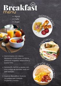 a flyer for a breakfast menu with different foods at Hotel Restaurant Chino in Santa Bárbara de Samaná
