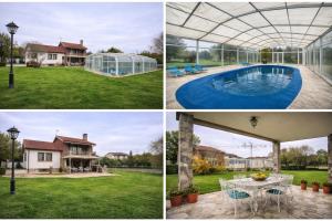 a collage of four pictures of a house and a swimming pool at Villa Lestedo in Lestedo