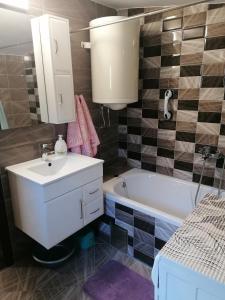 a bathroom with a sink and a bath tub at Orljak in Babina Greda +8 photos