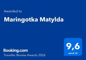 a blue screen with the wordsmarinatingipedia majida at Maringotka Matylda in Libčeves