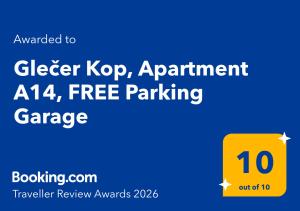 a yellow sign that reads giger loop appointment free parking garage at Glečer Kop, Apartment A14, FREE Parking Garage in Kopaonik