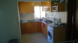 a kitchen with a stove and a washing machine at Apartamento Teixeira 2 in Arco da Calheta