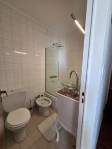 a bathroom with a toilet and a sink and a shower at Espacio 43 Terminal in La Plata