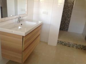 a bathroom with a sink and a shower at Ripasso Apartments in Malindi