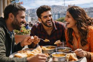 a group of people sitting at a table eating food at The Summerlead, Shimla in Shimla