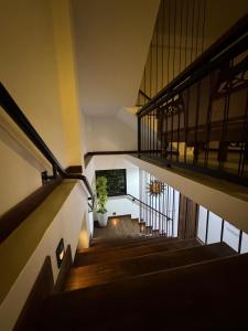 a staircase in a house with a potted plant at Luma Malee Resort in Dickwella