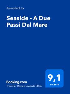 a blue text box with the words seaside a due pass dlmc at Seaside - A Due Passi Dal Mare in Fano
