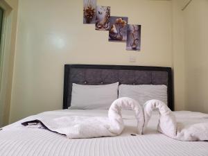 a bed with two swans made to look like snakes at Nimmoh home in Rungiri
