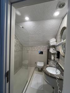 a bathroom with a sink and a toilet at Ersari Hotel in Istanbul +80 photos