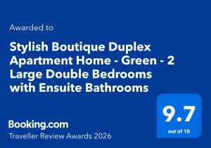 a screenshot of a phone screen with the text upgraded to sykritophone duplex at Stylish Boutique Duplex Apartment Home 'Green' - Near Valletta! 2 Large Double En-Suite Bedrooms in Msida