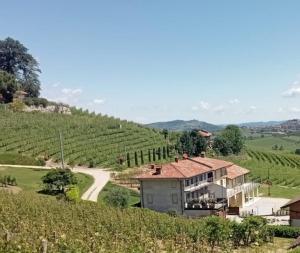 a house in the middle of a vineyard at B&B ai SILIO in La Morra