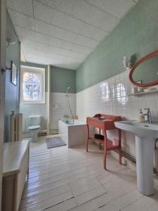a bathroom with a sink and a toilet at Le manoir d'Estiveaux in Le Châtelet