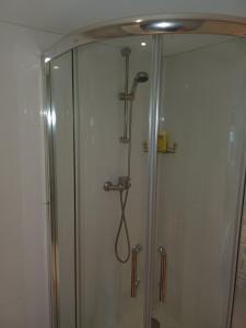 a shower with a shower head in a bathroom at Lozerhof Studio in Kruisem +7 photos