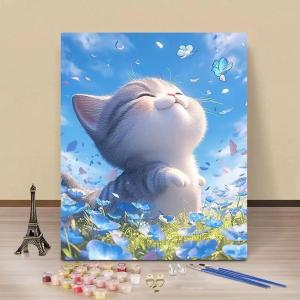 a painting of a cat with the eiffel tower at Marina Hostel in Kon Rung (1)