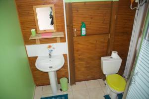 三河市Gites Chez Marie Christine的带水槽和马桶的浴室 更多30张照片