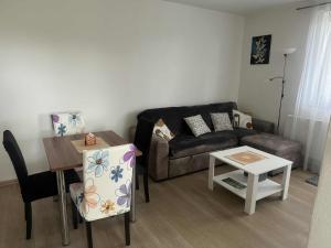 a living room with a couch and a table at Apartmán Adam in Dolní Moravice