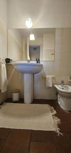 a bathroom with a sink and a toilet at Al Castello di Valdengo in Valdengo +22 photos