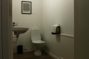 a bathroom with a toilet and a sink at Vandrarhemmet Eken in Eksjö +25 photos