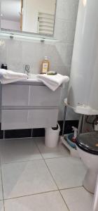 a bathroom with a sink and a toilet at Étoiles et Désirs in Kermaria-Sulard +12 photos