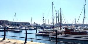 a bunch of boats docked in a harbor at 1 Bed Apartment By Cozy Quarters Property Management Short Term Lets Hartlepool Near Beach in Hartlepool