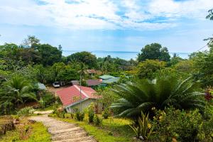 a view of a village with a house and trees at Hotel Casa Gitana Corcovado Tour operador in Drake