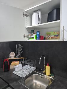 a kitchen sink with a dish drying rack on it at PaulAngela in Avignon