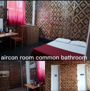 a room with a bed and a room with pink curtains at Nine Clouds Homestyle Accommodation in General Luna +18 photos