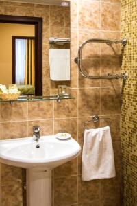 a bathroom with a sink and a mirror at Maleton Hotel (Garibaldi) in Moscow