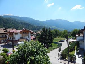uitzicht op een stad met bergen op de achtergrond bij Residence Vittoria in Pinzolo