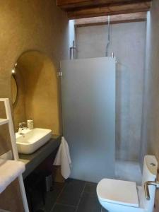 ベナマオマにあるCasa Rural El Aljibeのバスルーム(洗面台、トイレ、シャワー付)