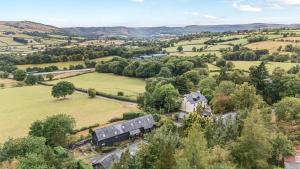 an aerial view of a house in a field at Oak View in Rhayader