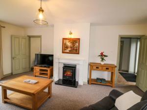 a living room with a fireplace and a tv at Shamrock House in Killorglin