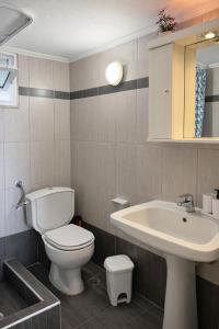 a bathroom with a toilet and a sink at Rona Vista Suites amazing seaview 3 in Polychrono +10 photos