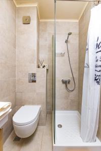 a bathroom with a shower and a toilet at Luxury Central Apartment in Plovdiv +42 photos